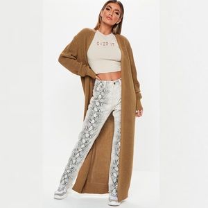 Missguided camel long maxi knitted cardigan duster